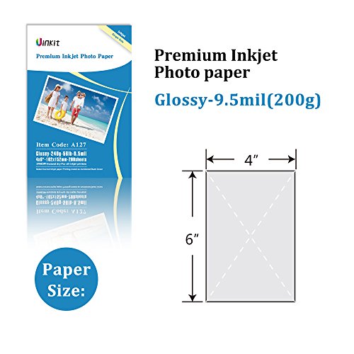 4x6 Glossy Photo Paper Inkjet Paper - Uinkit 200 Sheets Pack 9.5Mil ...